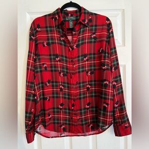 Ralph Lauren Red Plaid “Scottie Dog” Christmas Flannel Shirt M